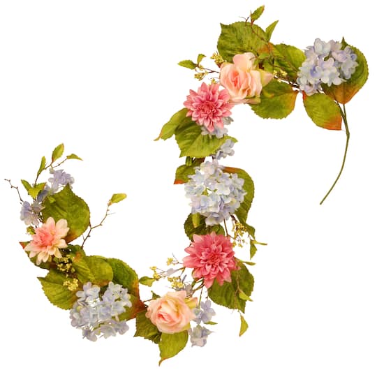 70" Hydrangea, Rose & Dahlia Garland